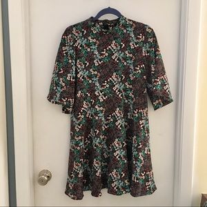 Zara Floral Mock Neck Dress